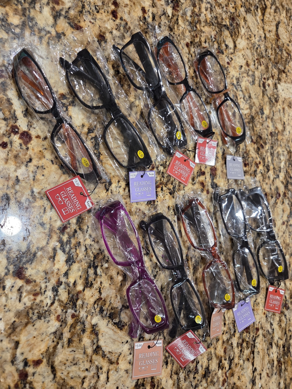 Assorted Reading Glasses Pack - Black, Brown, Purple